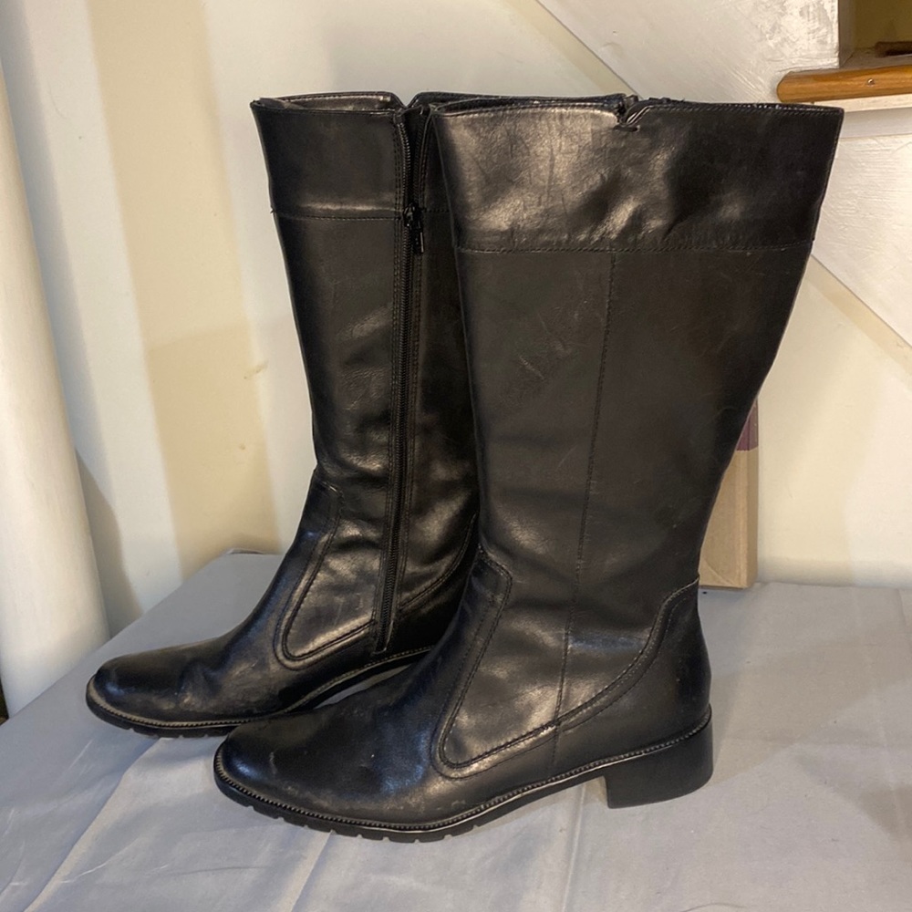 Black Leather Boots Nine West Used